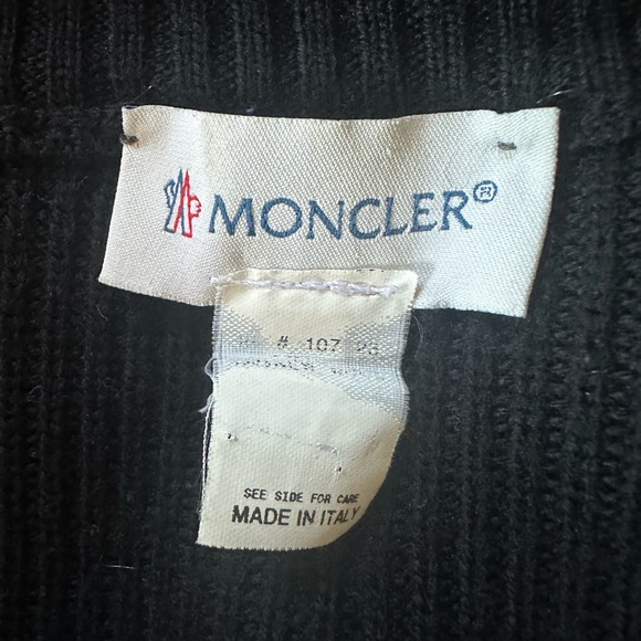 Moncler Women’s Black Woolmark Zip Up Sweater Jacket Cardigan Quilted Front Sz M - Picture 6 of 8